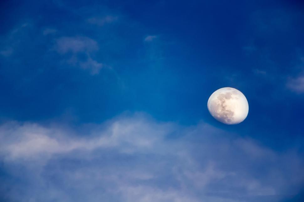 Free Image of Full Moon in Blue Sky With Clouds 