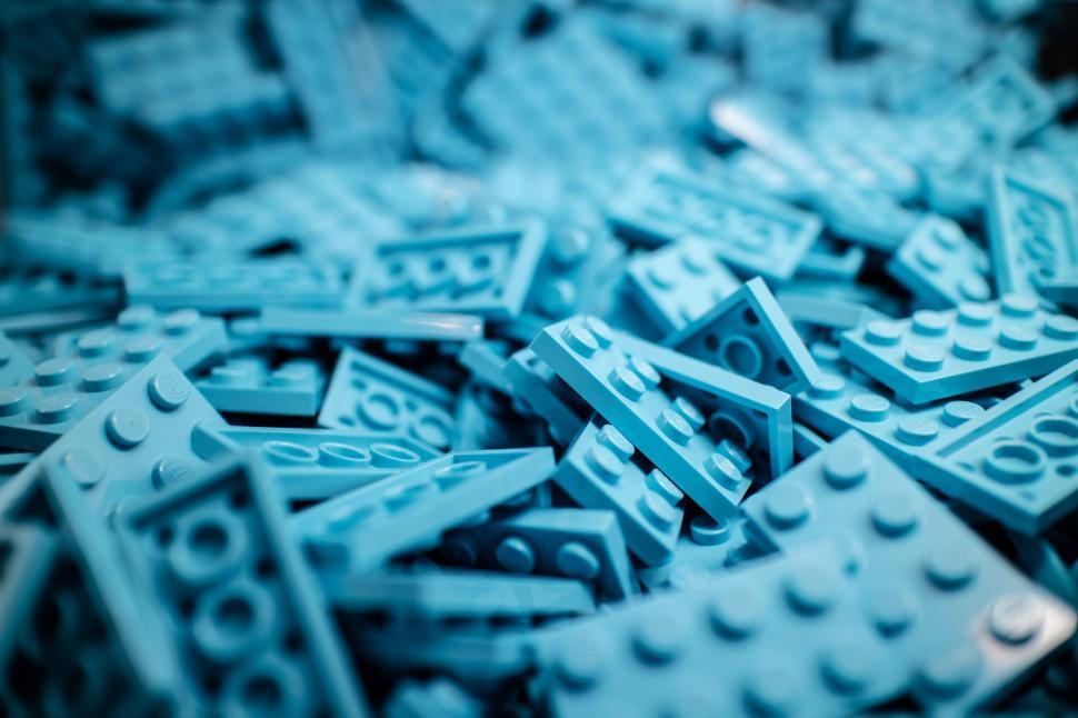 Free Image of A Pile of Blue Lego Blocks on a Table 