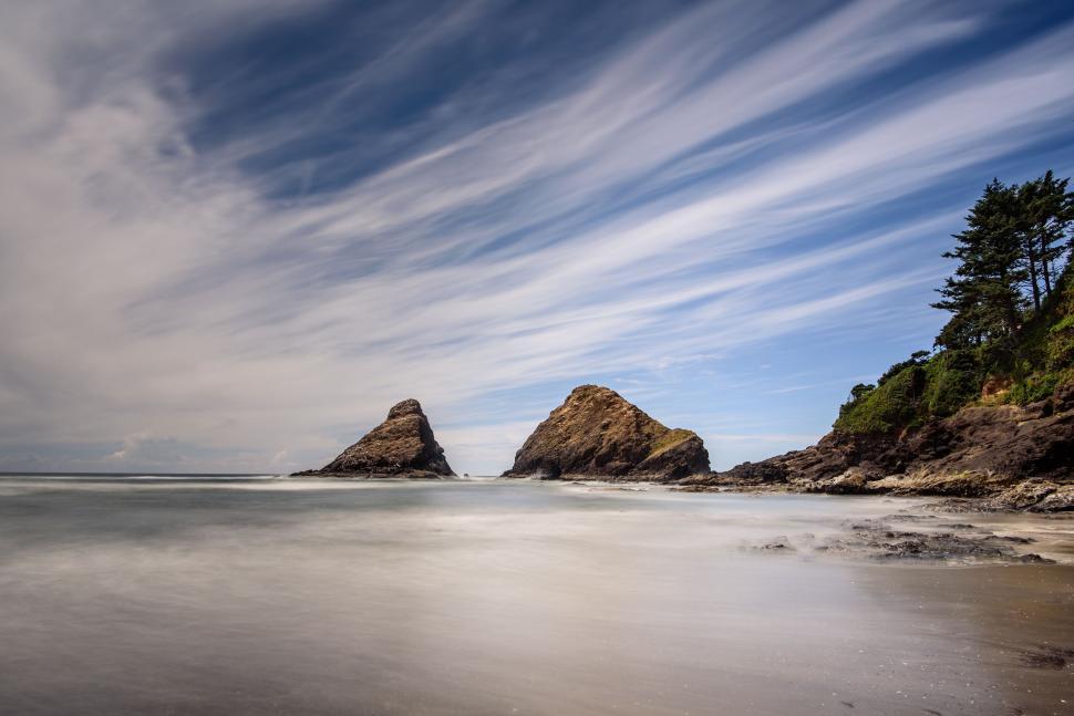 Free Image of Rocky Outcrop in Sandy Beach 