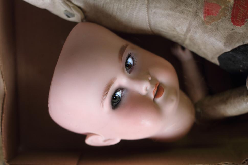 Free Image of Doll Laying in Box 