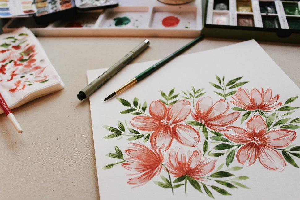 Free Image of Flower on Paper 