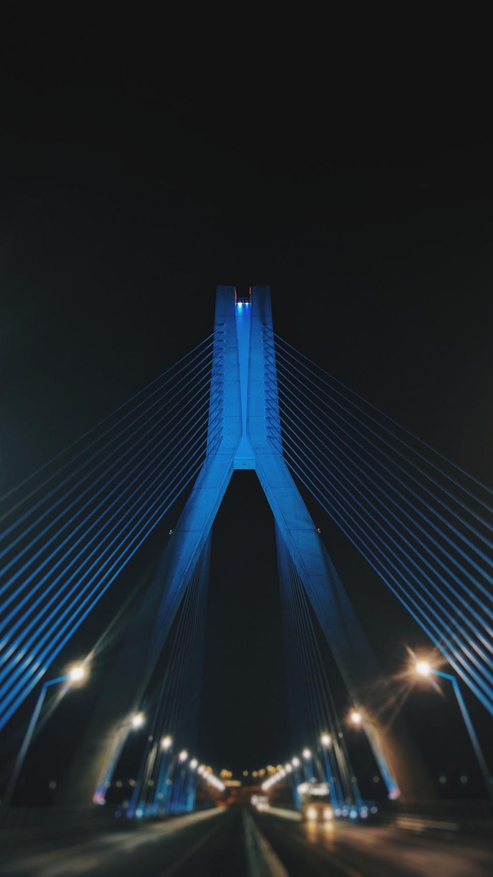 Free Image of Illuminated Tall Bridge in the Night 