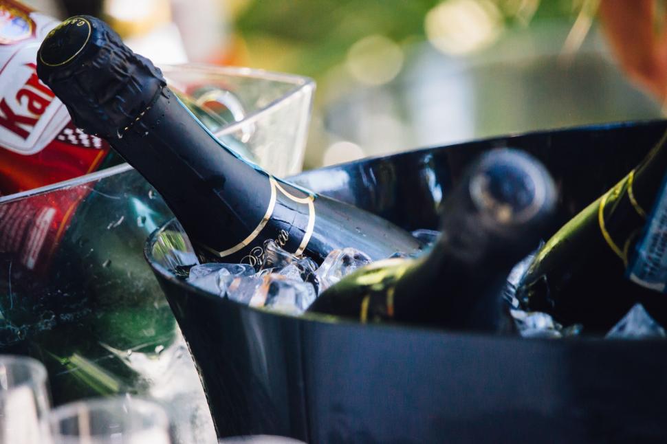 Free Image of Close Up of Champagne Bottle in Bucket 
