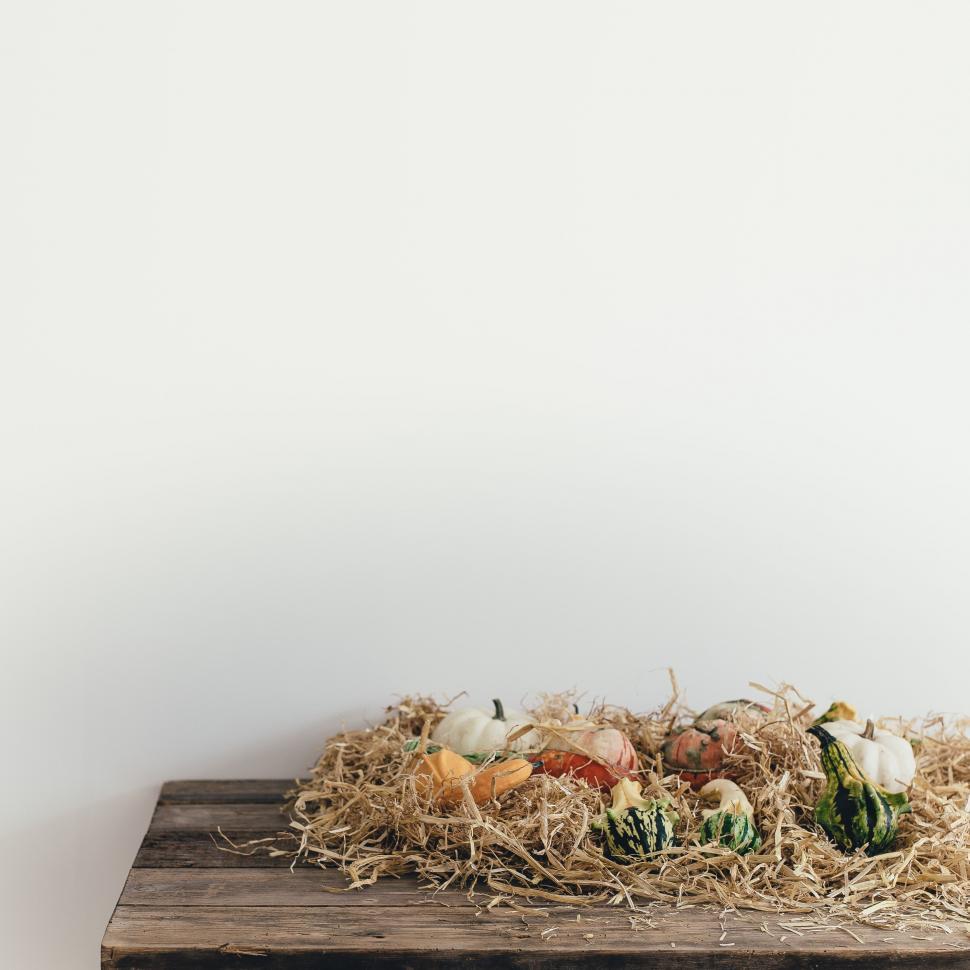 Free Image of Pile of Hay on Wooden Table 
