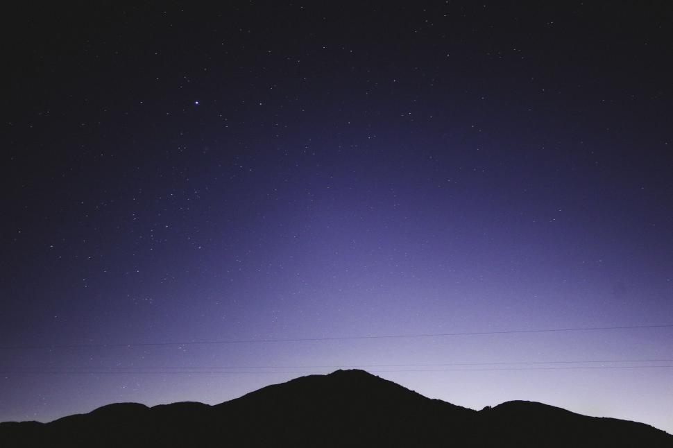 Free Image of Night Sky Over Mountain 