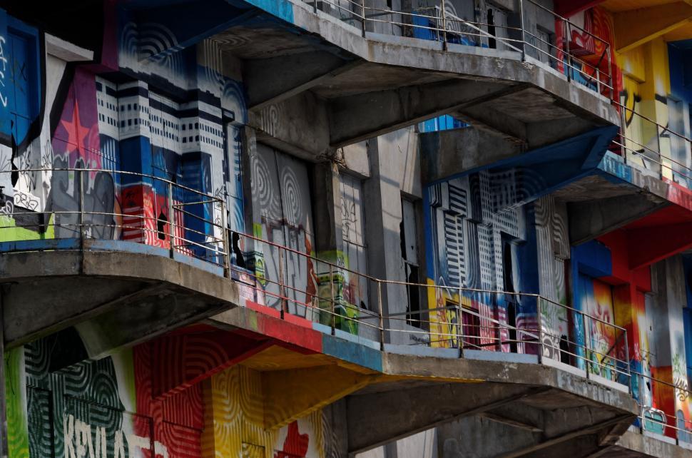 Free Image of Vibrant Multicolored Building With Balconies 