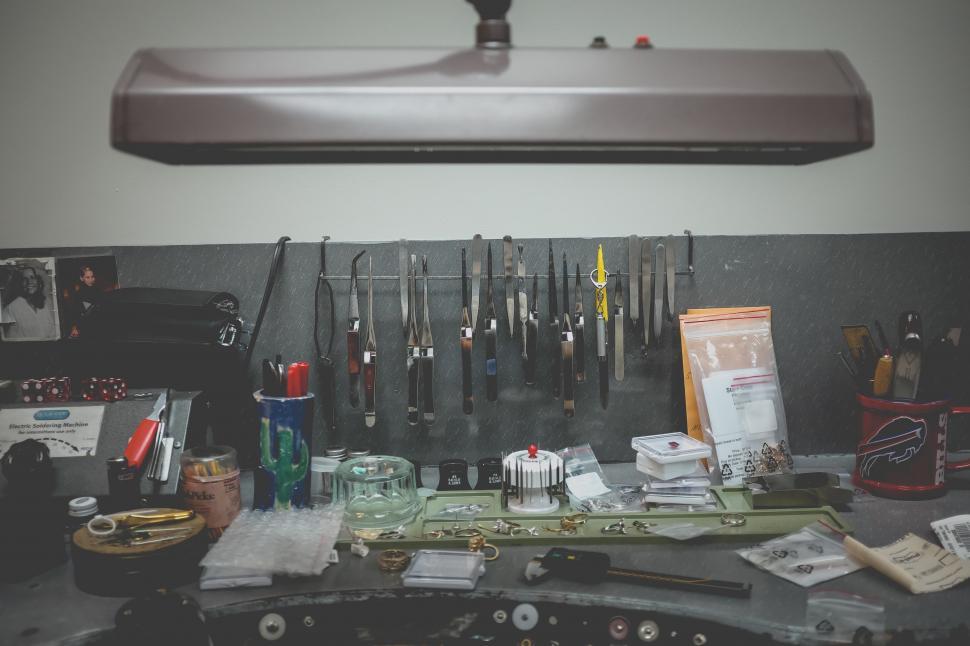 Free Image of Assorted Tools Organized on a Table 