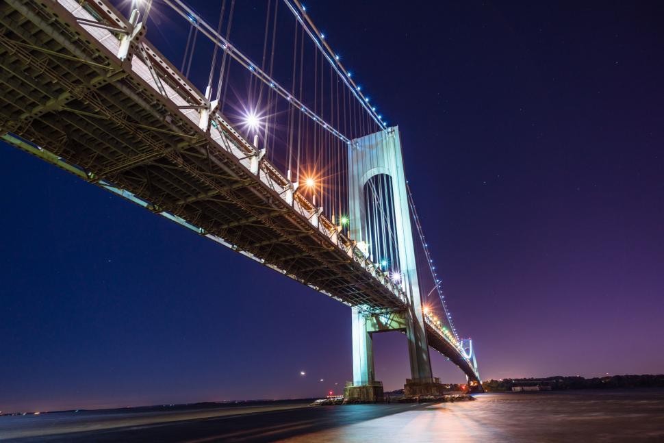 Free Image of Bridge Over Water at Night 