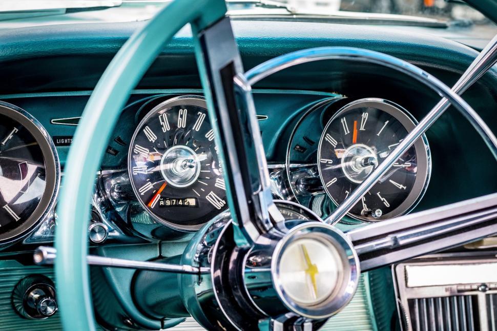 Free Image of Dashboard of a Classic Car in Focus 