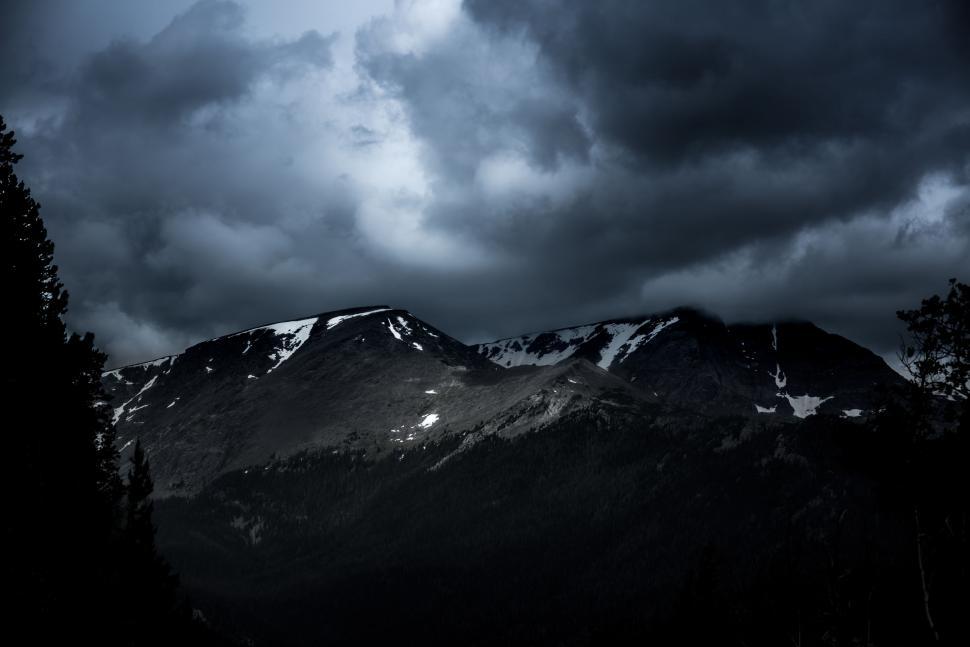 Free Image of Dark Sky With Clouds Over Mountain 