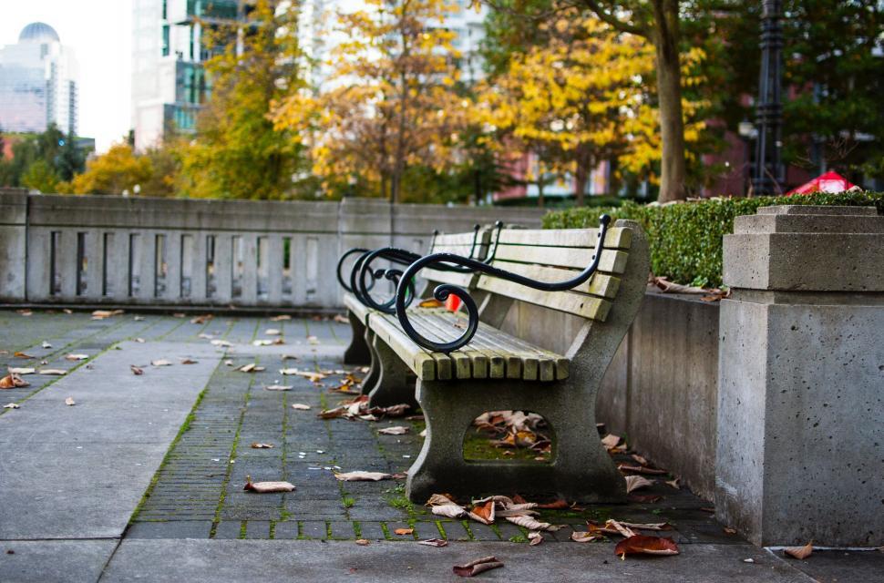Free Image of Two Benches on Sidewalk 