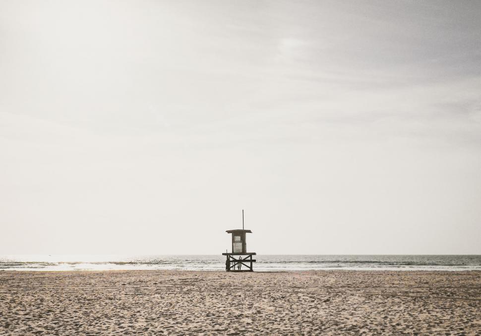 Free Image of Lifeguard Tower on Sandy Beach 