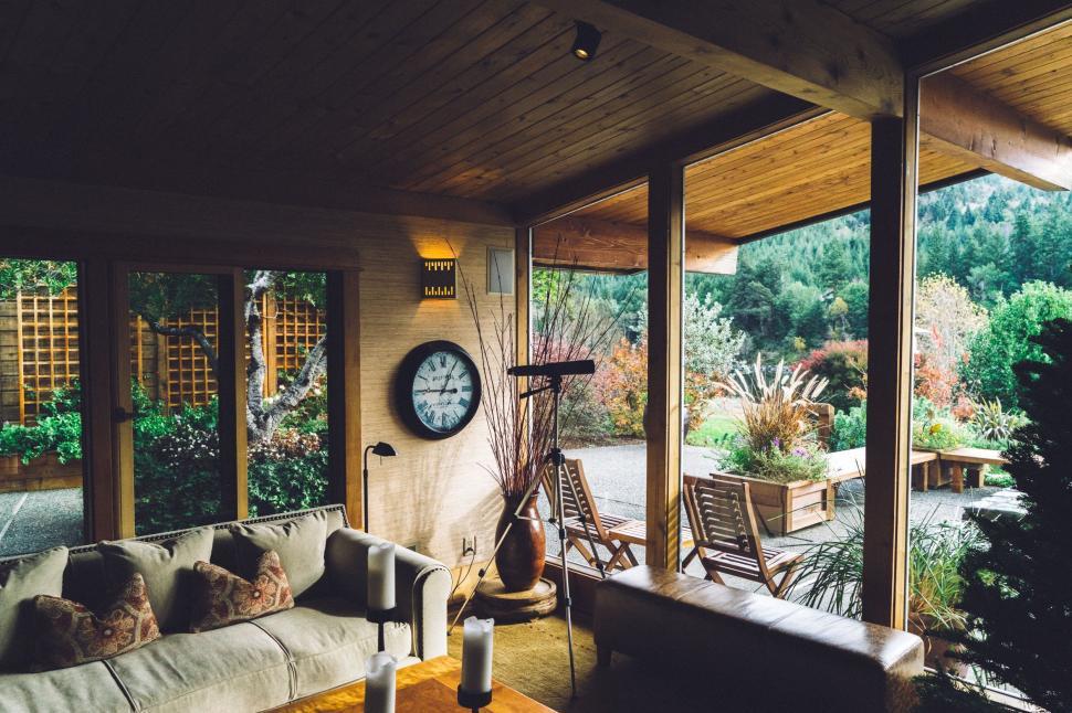 Free Image of Stylish Living Room With Abundant Windows 