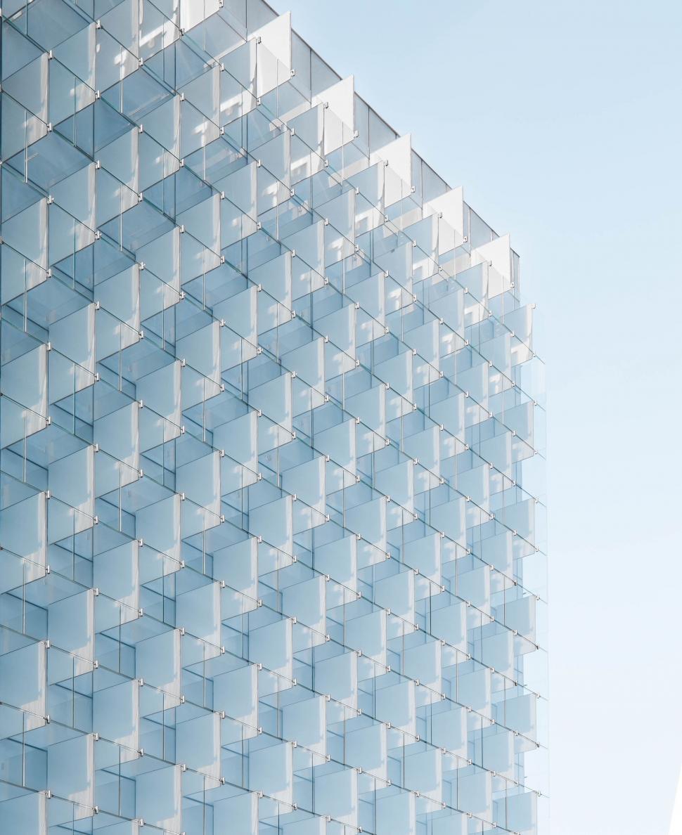 Free Image of Tall Glass Building Covered in Cubes 