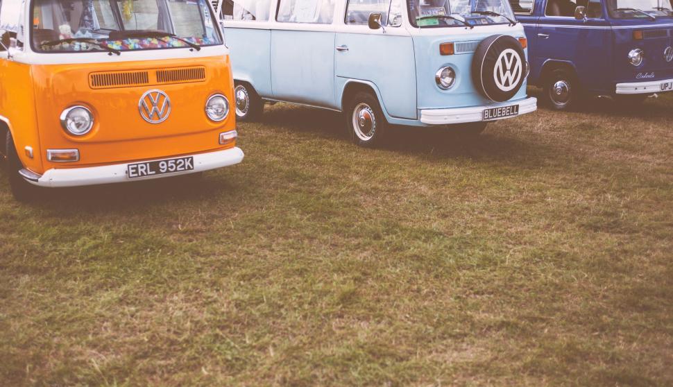 Free Image of Row of VW Buses Parked Next to Each Other 