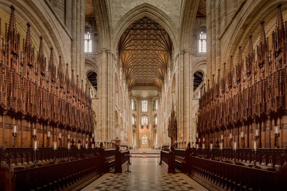 Free Image of Majestic Cathedral With Checkered Floor and High Ceilings 