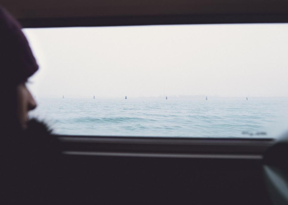Free Image of View of Body of Water From Inside Vehicle 