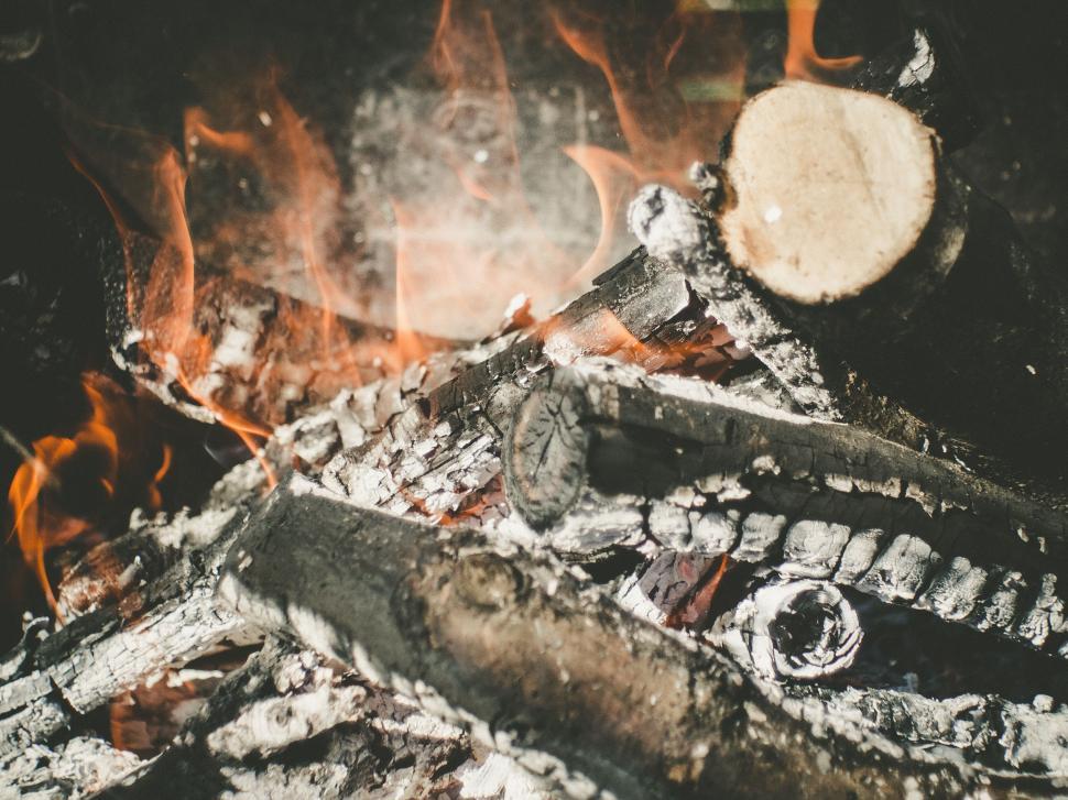 Free Image of Wood Pile Ignited by Fire 