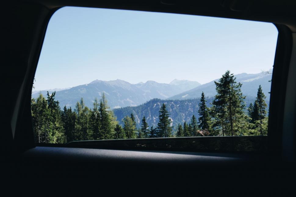 Free Image of Mountain View From Inside Car 