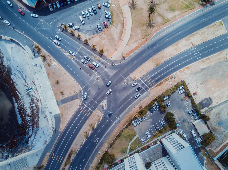Free Image of Aerial View of Busy Intersection in City 