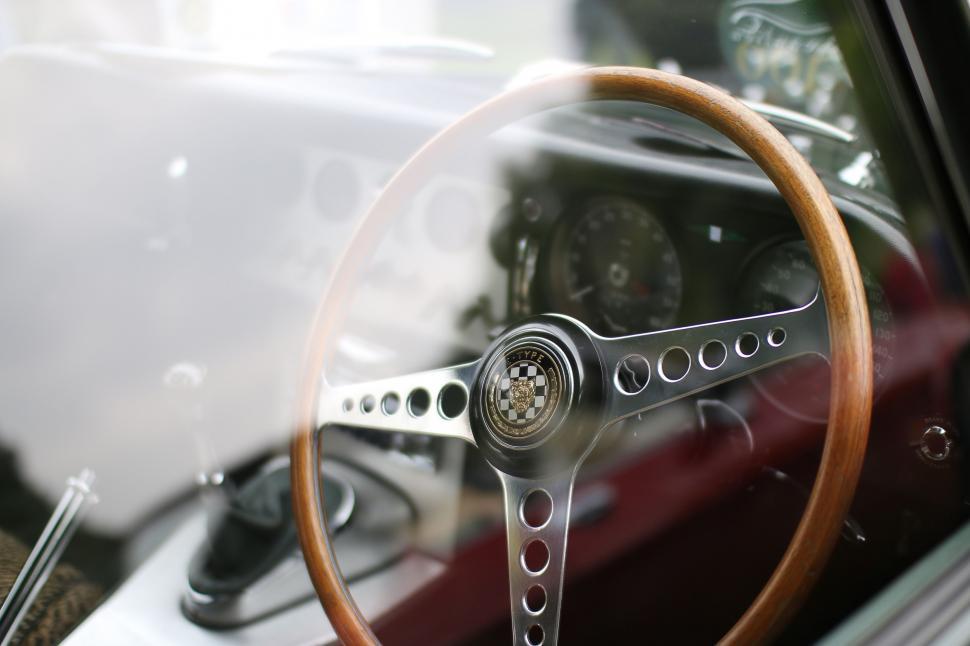 Free Image of Close-Up of a Steering Wheel on a Car 