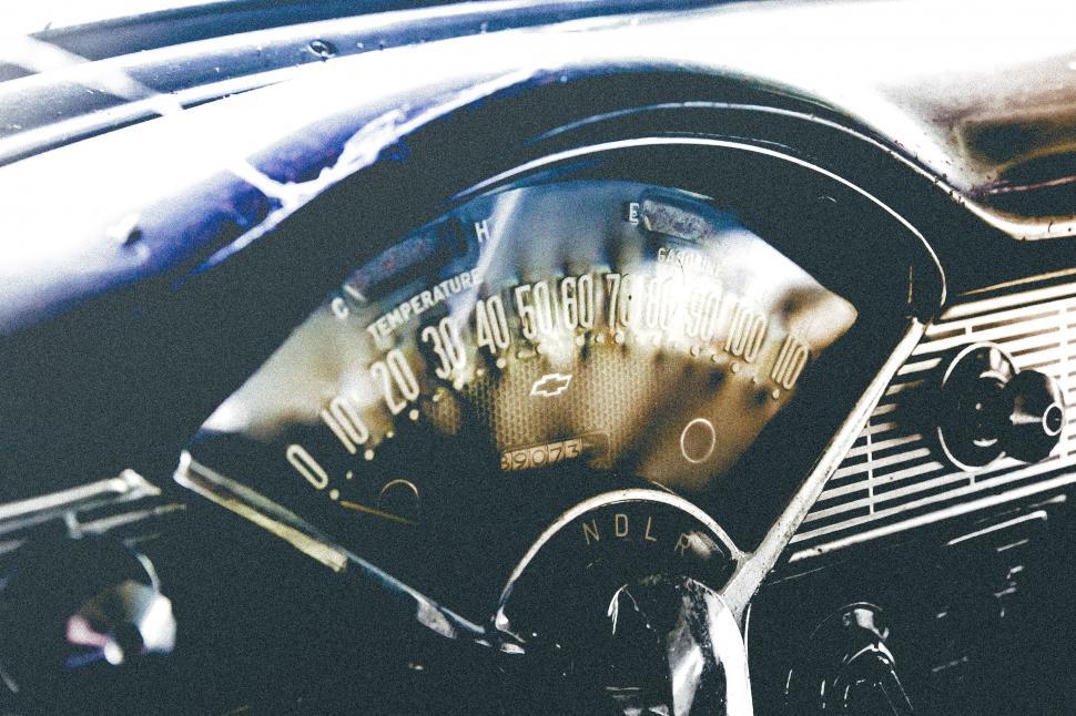 Free Image of Close Up of Classic Car Dashboard 