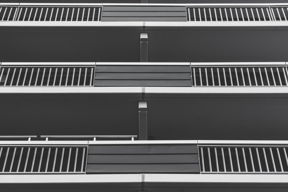 Free Image of Building With Balconies in Black and White 