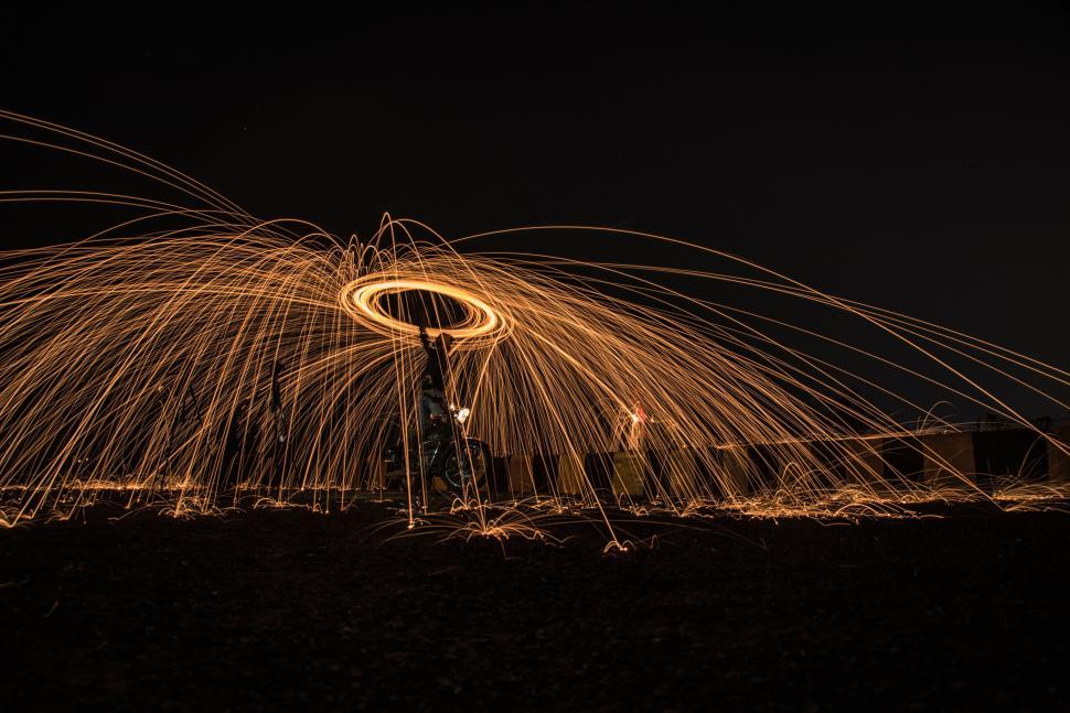 Free Image of Spinning Object in Dark Captured With Long Exposure 