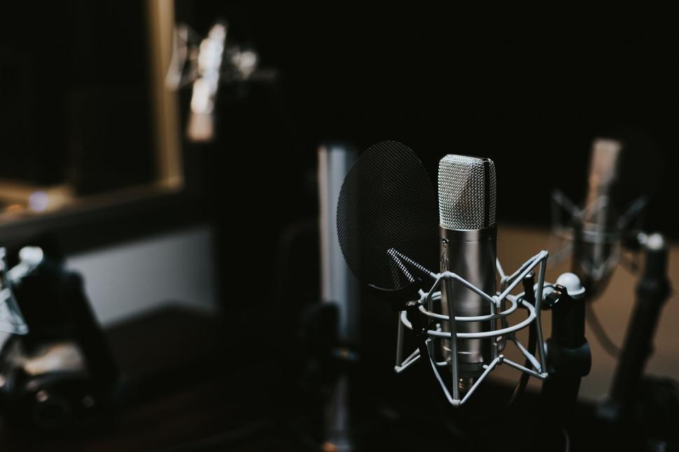 Free Image of A Black and White Photo of a Microphone 