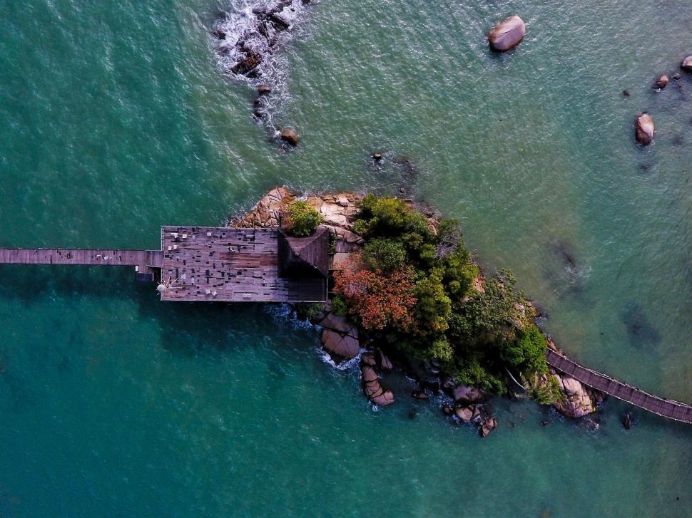 Free Image of Aerial View of a Pier in the Ocean 