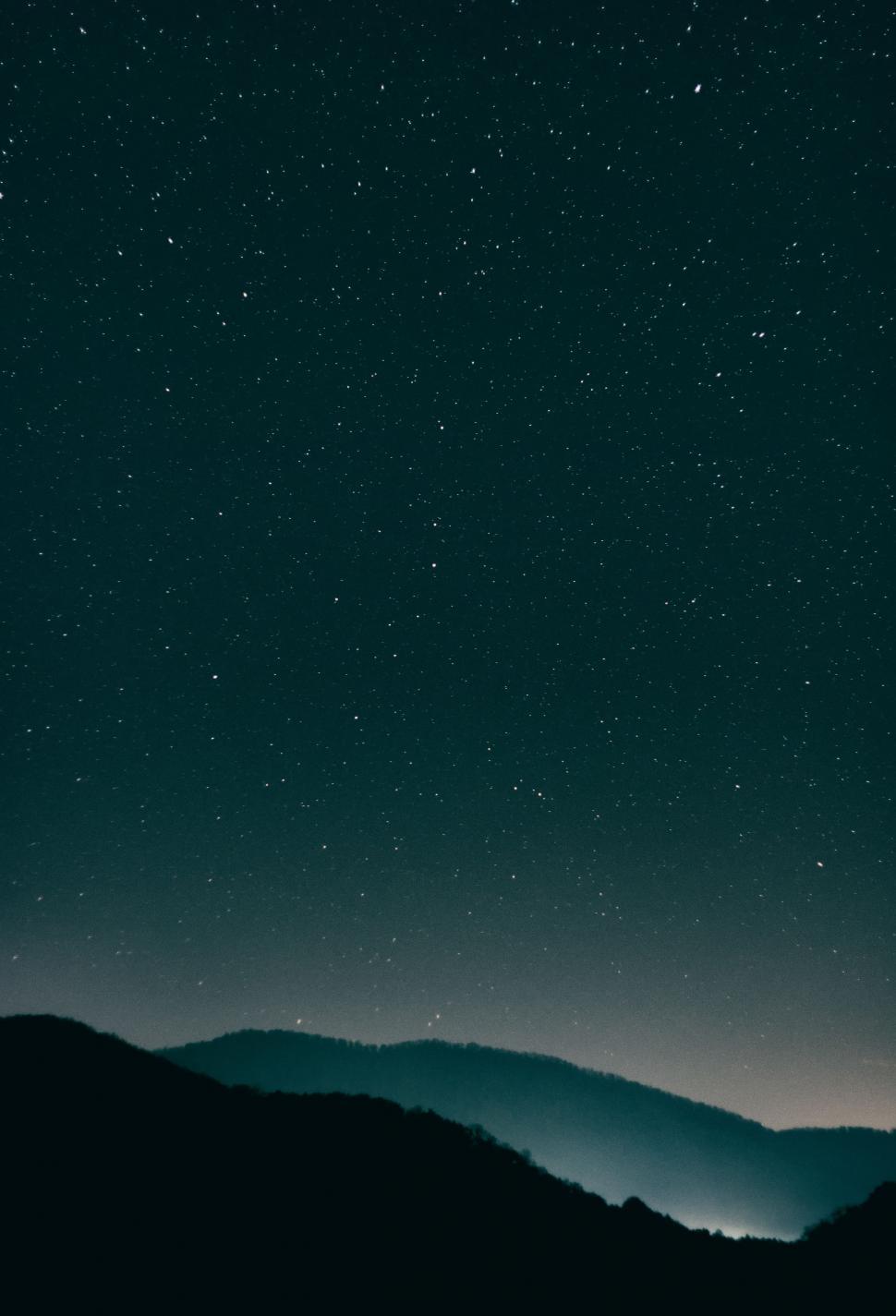 Free Image of Majestic Night Sky With Stars Above a Mountain Range 