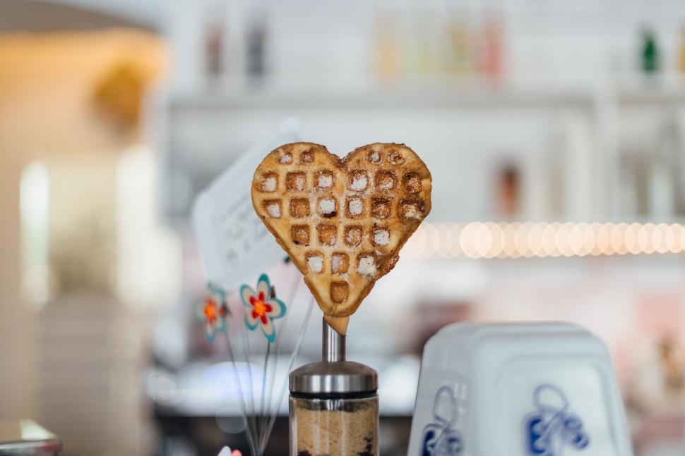 Free Image of Heart-Shaped Waffle on Table 