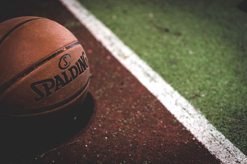 Free Image of Close Up of Basketball on Court 