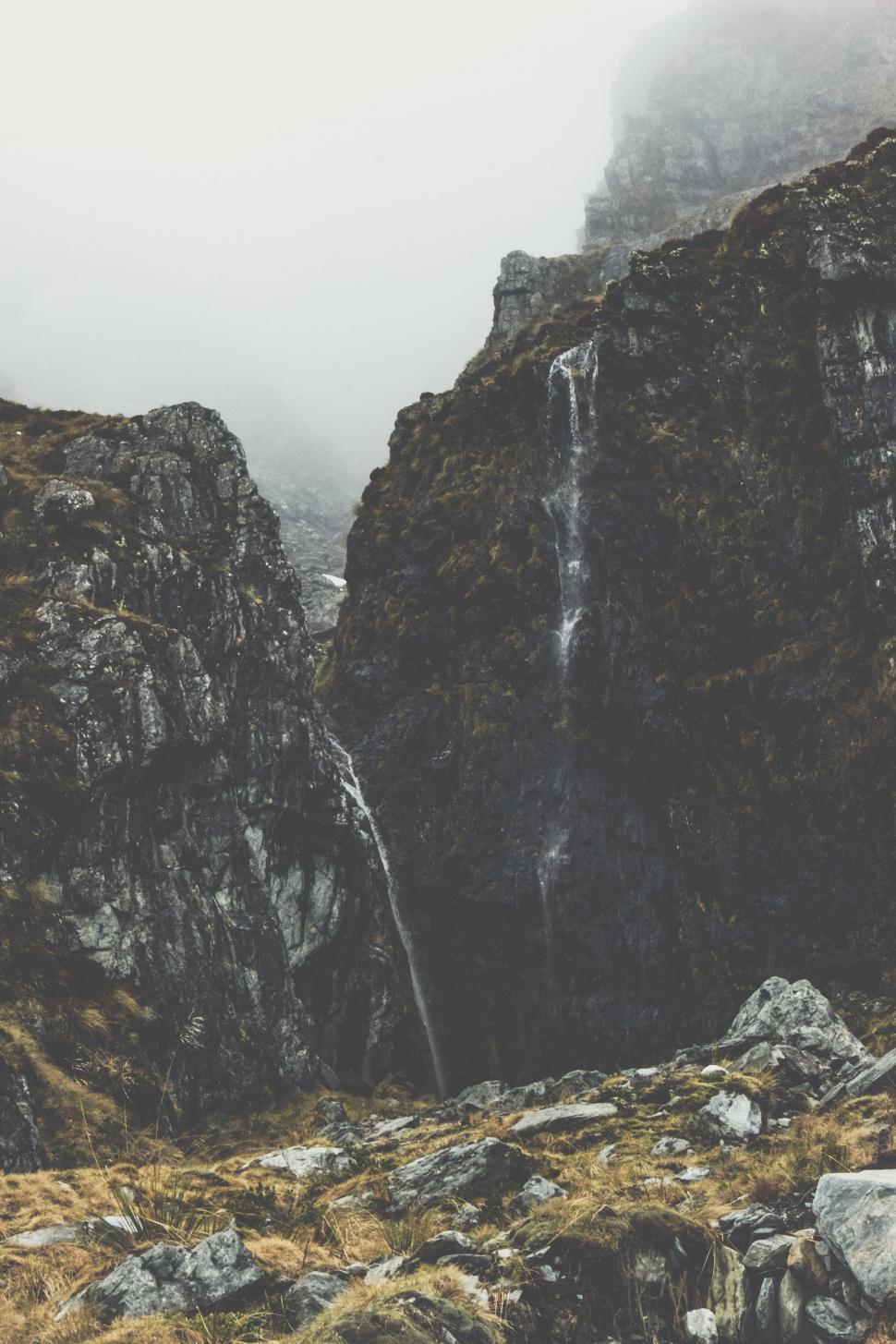 Free Image of Majestic Mountain With Waterfall 