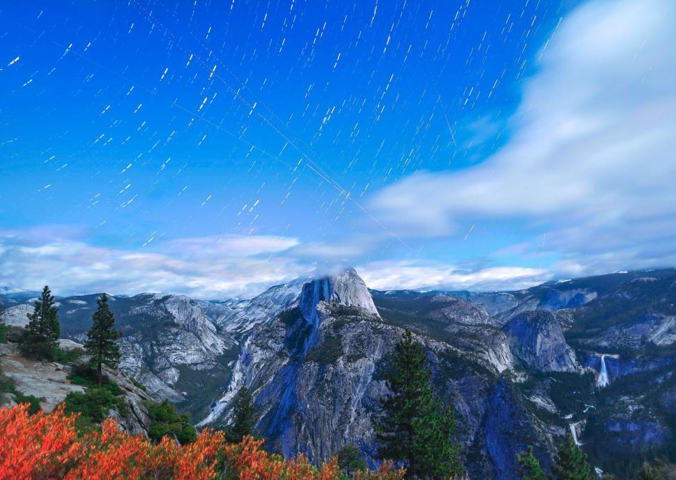 Free Image of Majestic Mountain Range With Starry Night Sky 