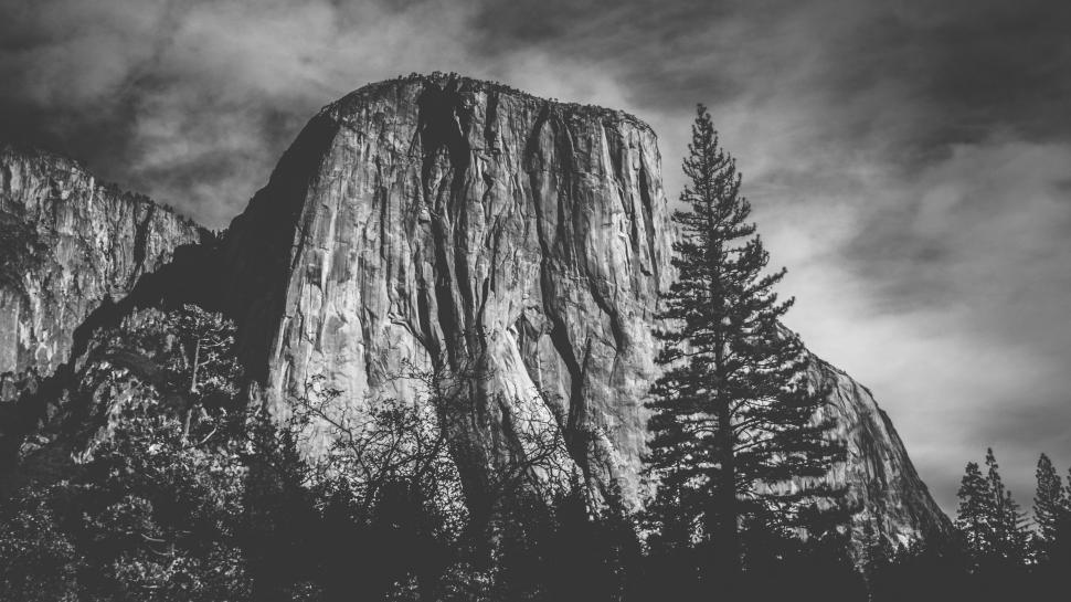 Free Image of Majestic Mountain Peak on a Black and White Landscape 