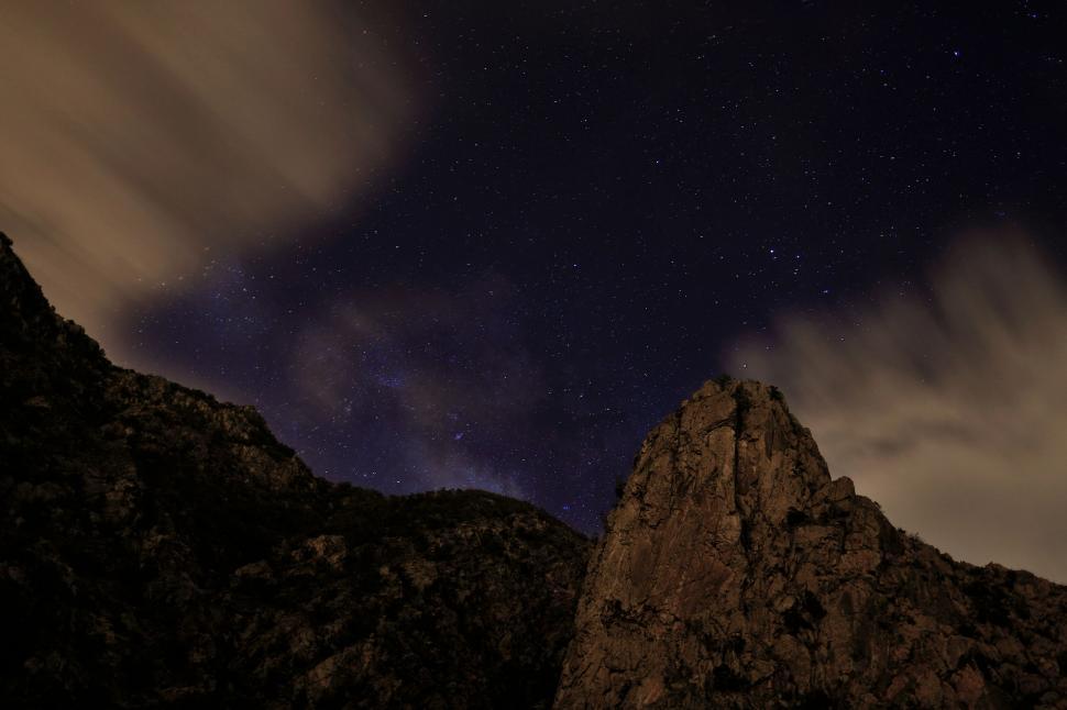 Free Image of Night Sky With Stars and Clouds Above Mountain 