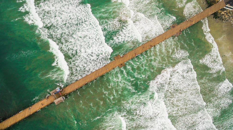 Free Image of Aerial View of Ocean and Pier 