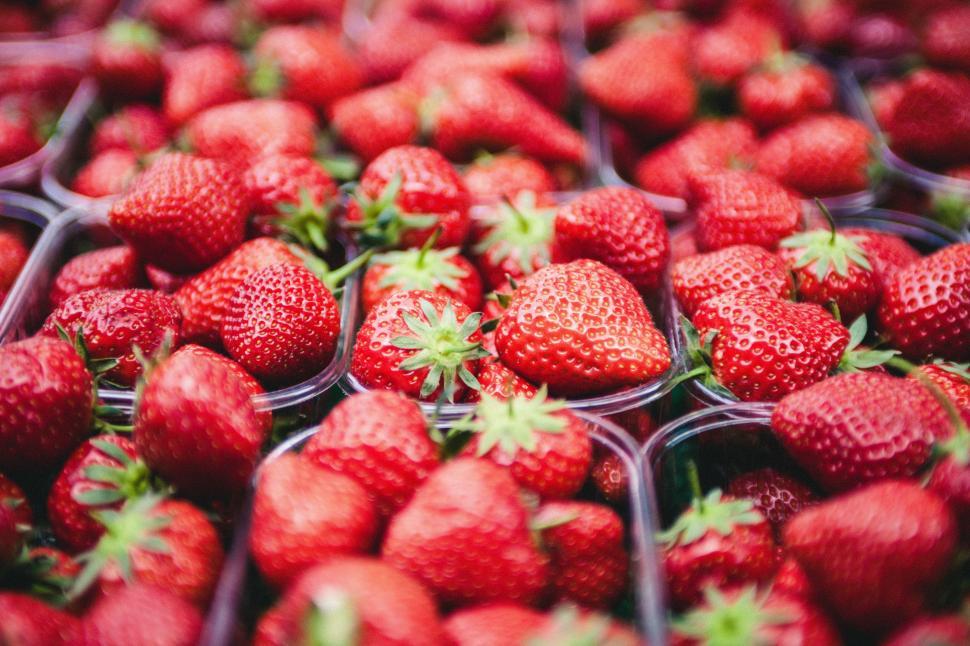 Free Image of Fresh Strawberries in Plastic Containers 