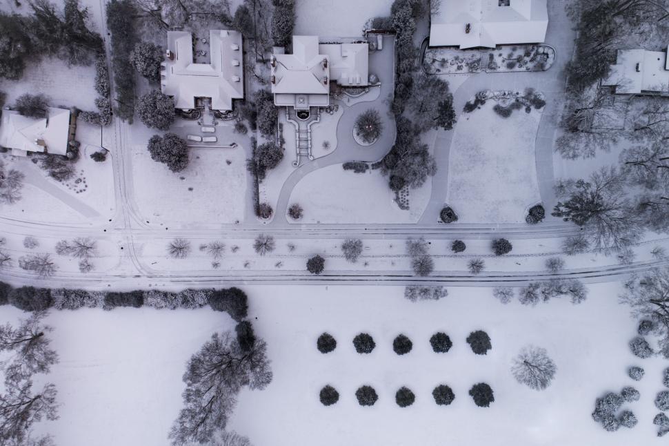 Free Image of Aerial View of a Winter Neighborhood 