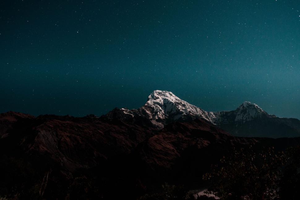 Free Image of Stars Glittering Above Mountain Peak 