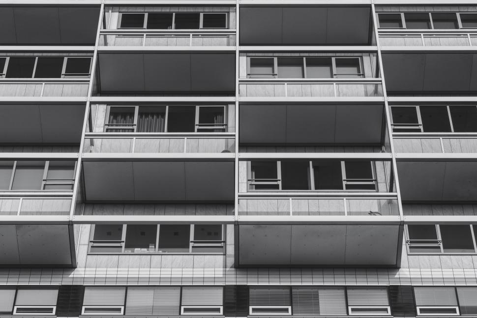 Free Image of Urban Apartment Building in Black and White 