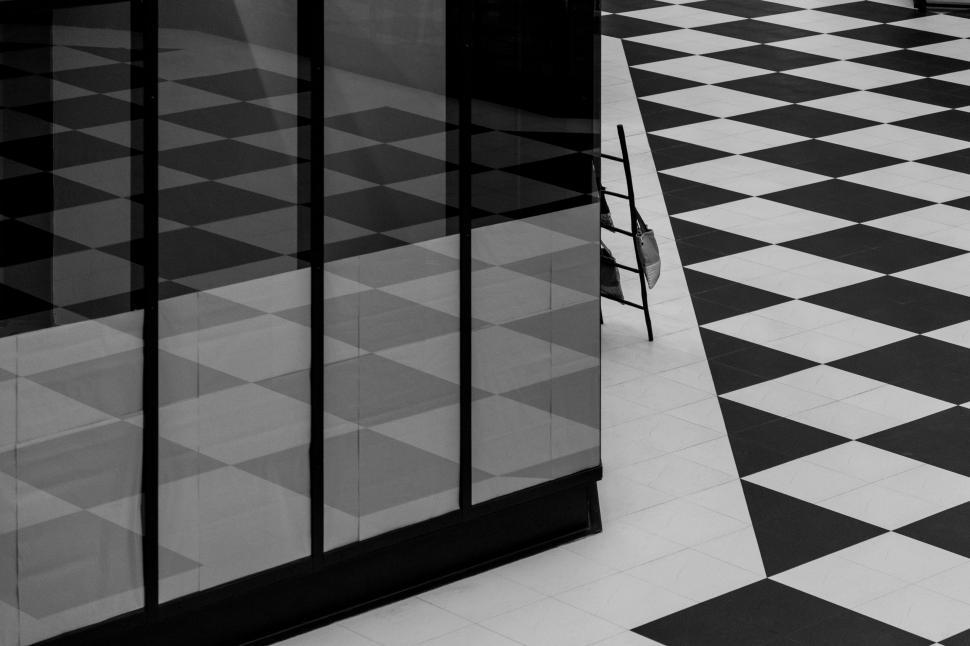 Free Image of Monochrome Room With Checkered Floor 