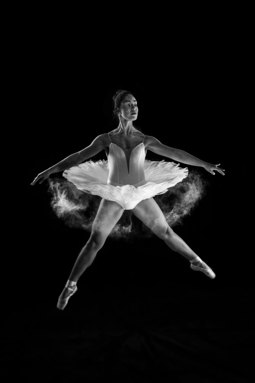 Free Image of Woman in White Dress Performing Ballet Move 