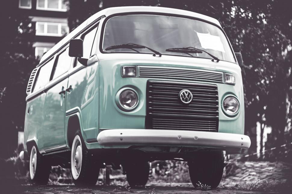 Free Image of VW Bus Parked in Front of Building 