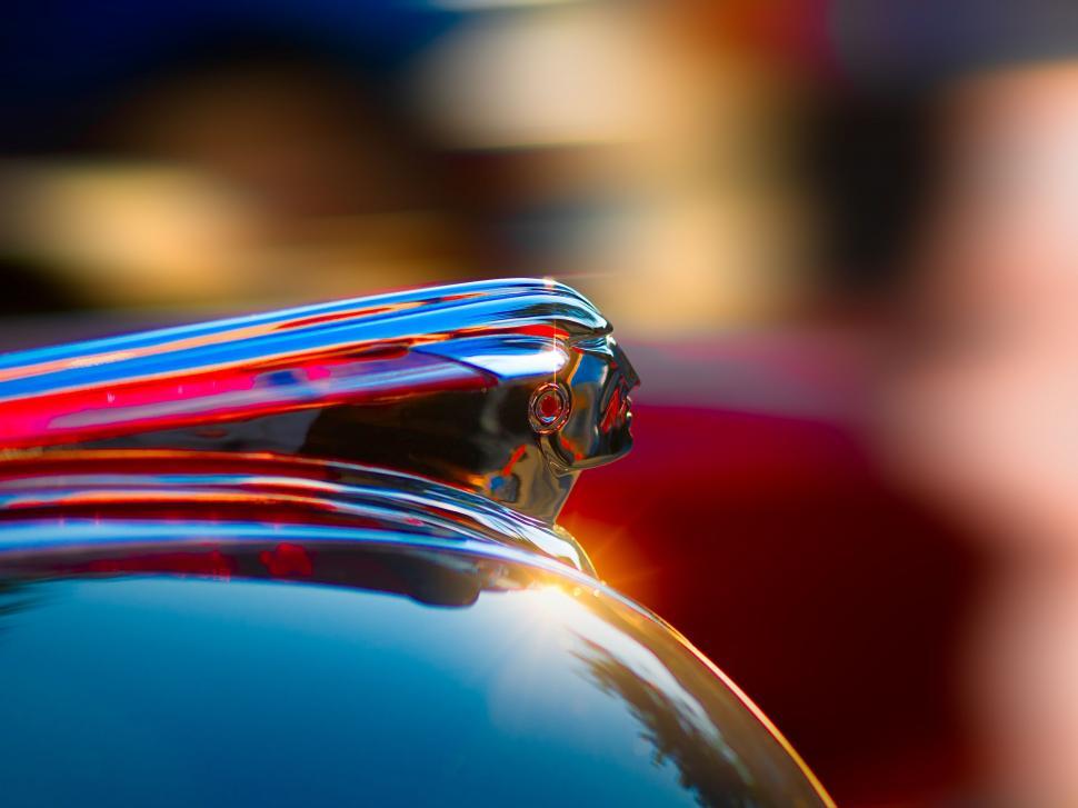 Free Image of Close Up Of Classic Car Hood Ornament 