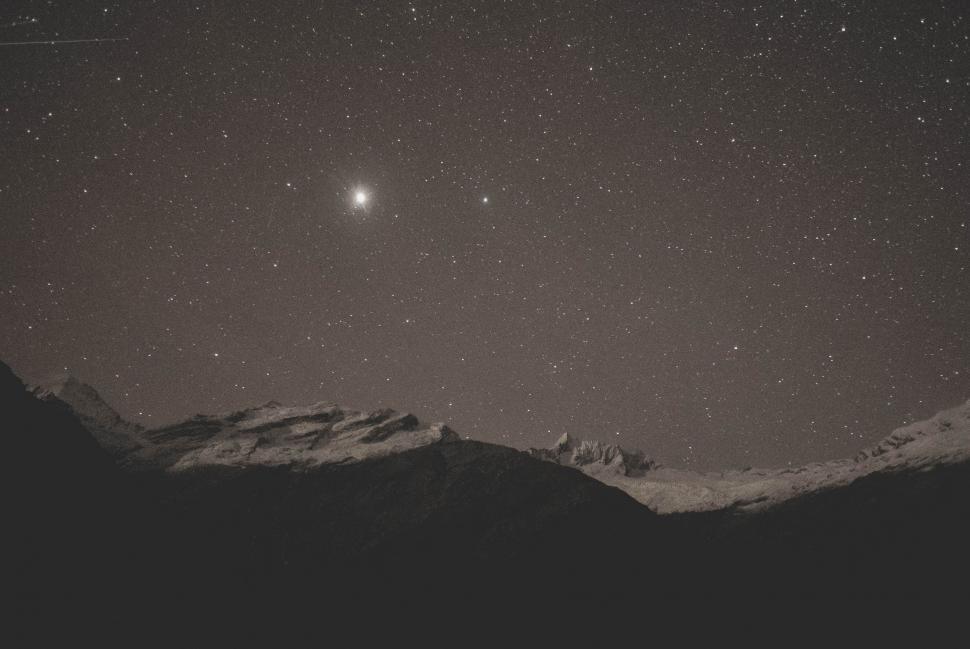 Free Image of Night Sky With Stars Above Mountain Range 
