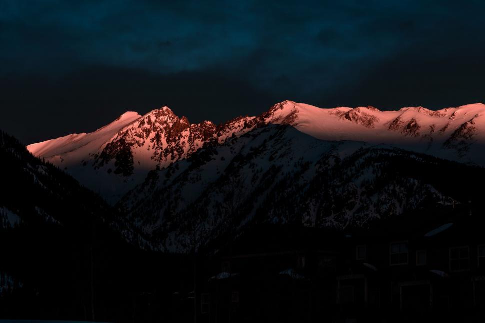 Free Image of Night View of Majestic Mountain Range 