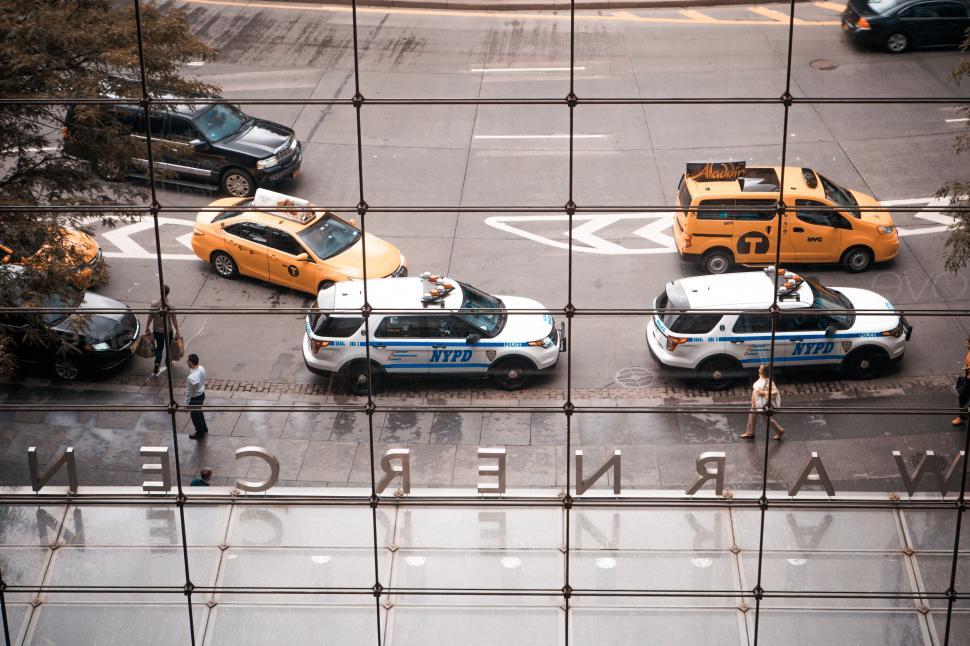 Free Image of Row of Parked Taxi Cabs 