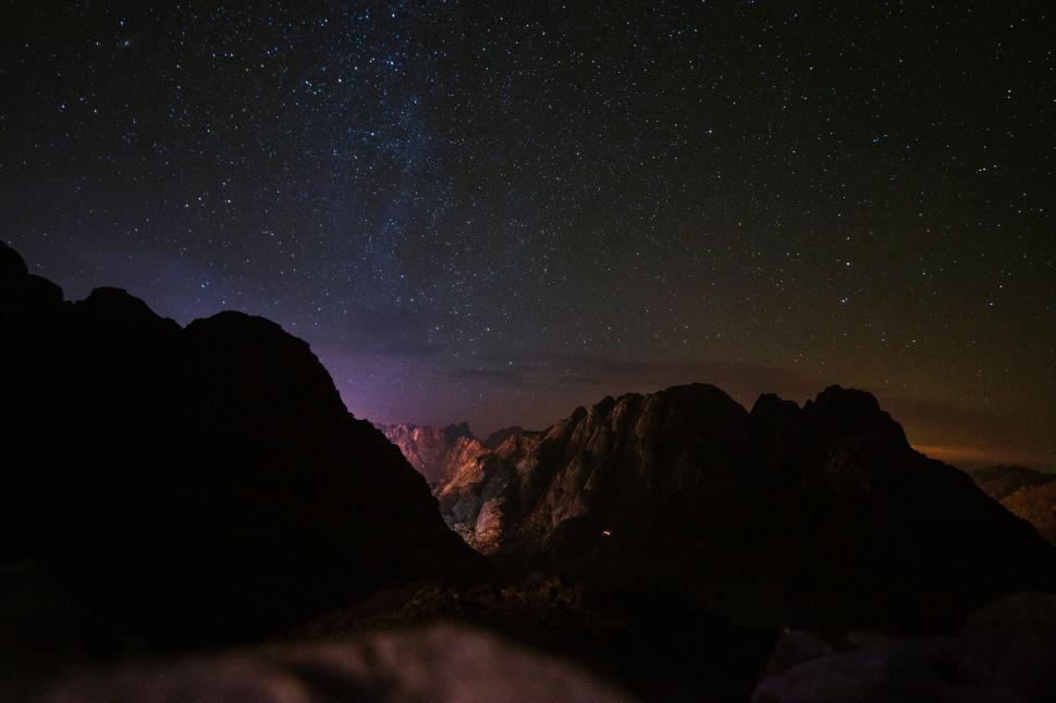 Free Image of Starry Night Sky Over Mountain Range 